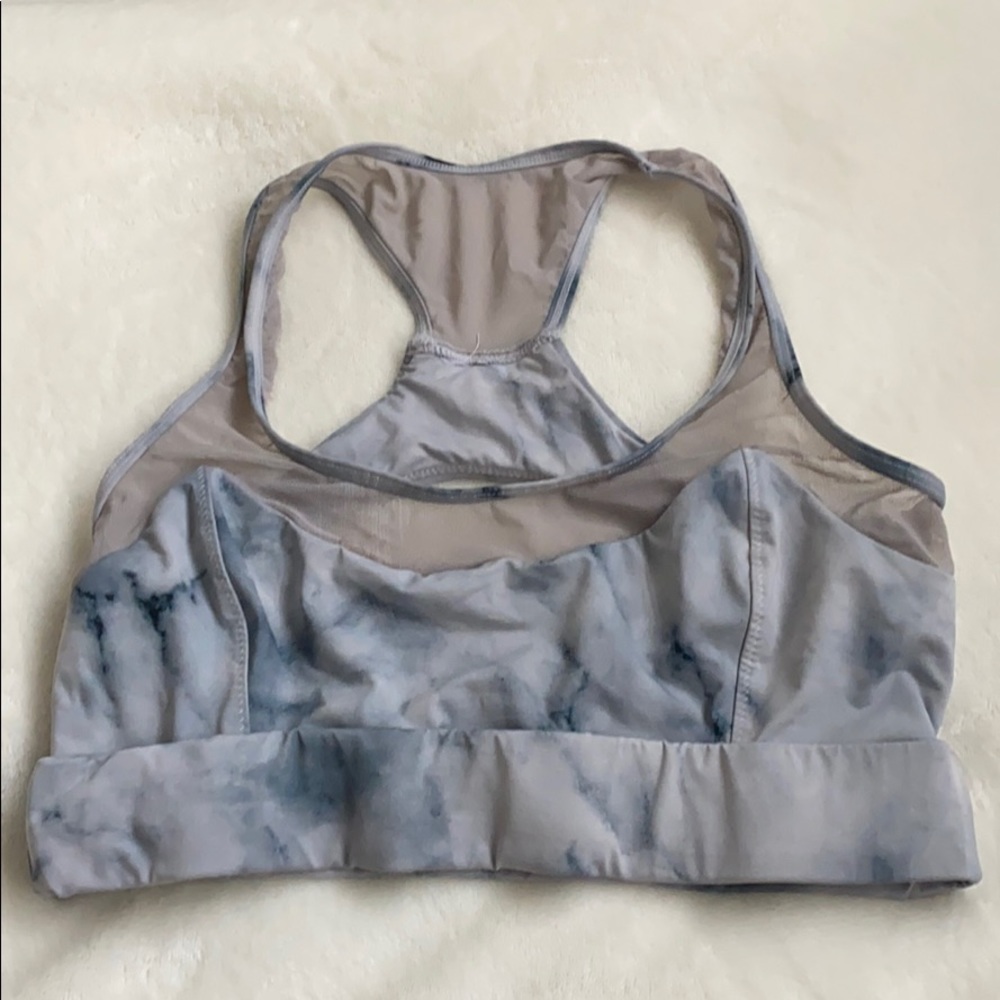Varley Tie Dye Blue Scoopneck Sports Bra
